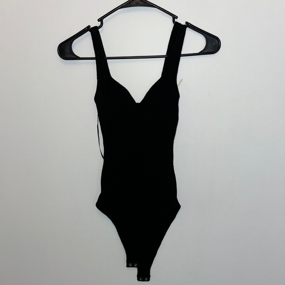 Black Ribbed Bodysuit